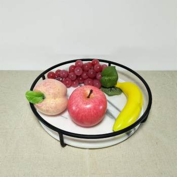 大理石果盘配金属架