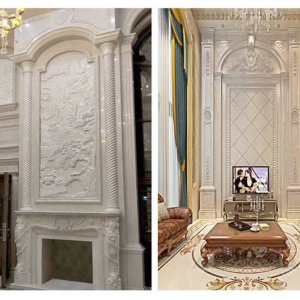 汇进石业智能精加工厂（工程 别墅）-中空背景墙（大理石）