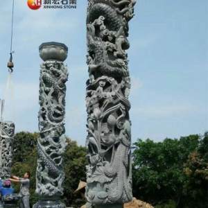 新宏石材-古建大殿龙柱广场景观盘龙柱