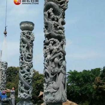 古建大殿龙柱广场景观盘龙柱