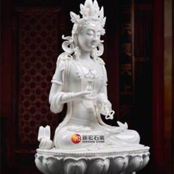 汉白玉宗绿度母佛像藏传佛教观音佛像化身圣母救度佛母