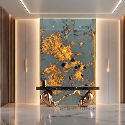 孔雀开屏背景-孔雀开屏平层玄关石材-孔雀开屏背景源头厂家-石材助手